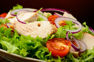 chicken salad and fresh vegetables