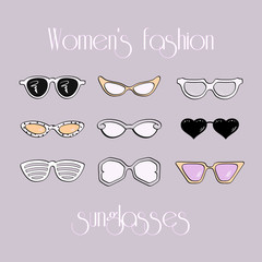 Women fashion isolated sunglasses set