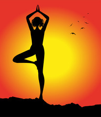 Fototapeta na wymiar silhouette femminile in posizione yoga
