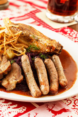 roasted meat on Christmas table