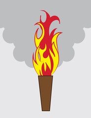 Fire torch with smoke behind
