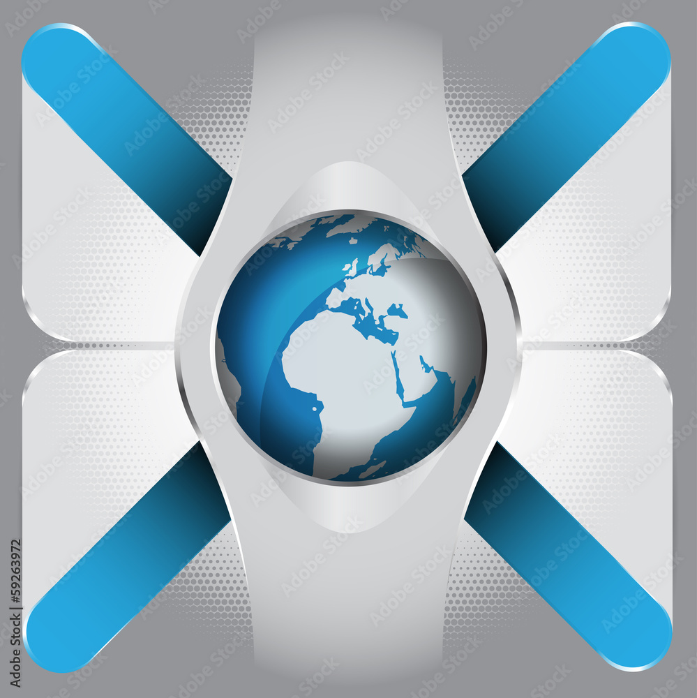 Fototapete Abstract vector cross background for texts and globe in the midd