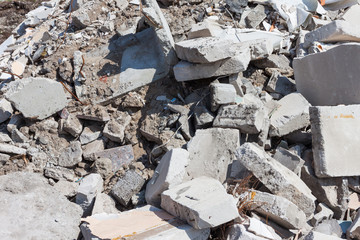 Concrete debris on construction site