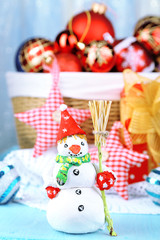 Fototapeta na wymiar Beautiful Christmas composition with Christmas toys close-up