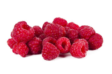 natural raspberries on white background