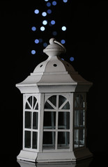 Decorative glowing lantern at night