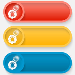 Obraz premium set of three colored vector abstract button with cogwheels