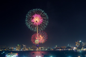 fireworks at Pattaya beach