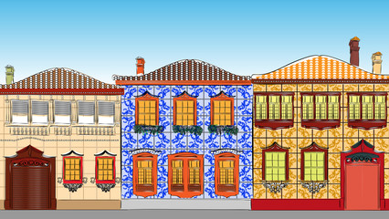 Vector illustration of Traditional houses in Portugal