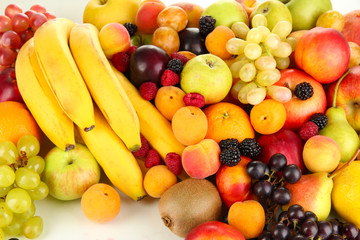Still life of fruit close-up isolated on white