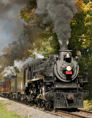 Naklejka premium Steam Train through Fall Foliage