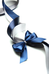 Color gift satin ribbon bow, isolated on white