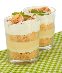 Delicious dessert with banana and caramel