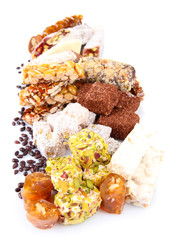 Tasty oriental sweets, isolated on white