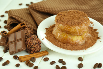 Yummy chocolate cake close-up