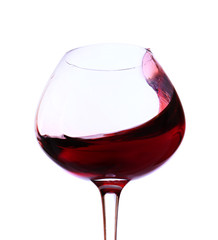 Wineglass with red wine, isolated on white
