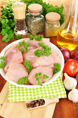 Raw turkey meat close up