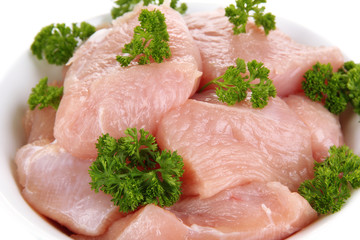 Raw turkey meat close up