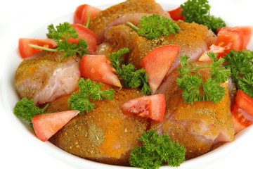 Turkey meat in bowl close up