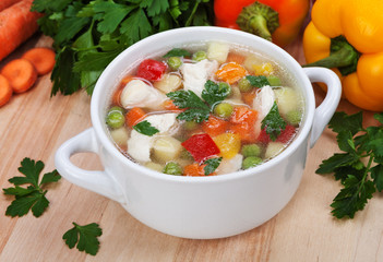 Vegetable soup with chicken