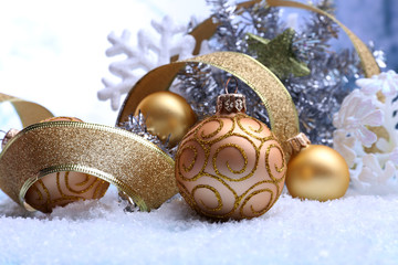 Christmas decorations on light background