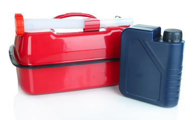 Diesel and oil canisters isolated on white