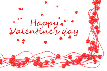 Heart-shaped beads on string isolated on white