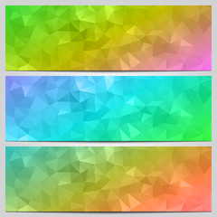 Vector set of multicolor banners with abstract geometry