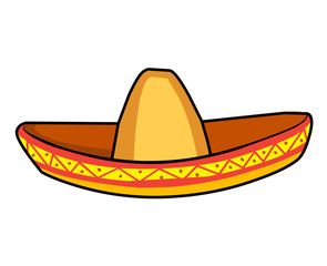sombrero straw hat isolated illustration