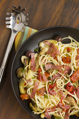 Mediterranean Salami Spaghetti