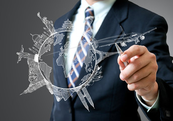 Airplane travel in the world ,around the global