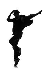 Obraz na płótnie Canvas silhouette of male dancer isolated on white