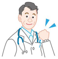 ガッツポーズする医者