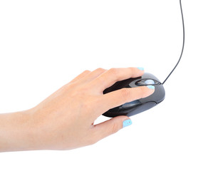 computer mouse in hand isolated on white background