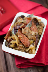 Bigos: stew of cabbage, various meats and other ingredients