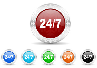 24/7 icon vector set