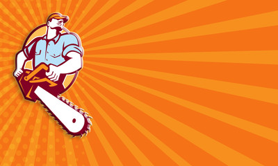 Lumberjack Tree Surgeon Arborist Chainsaw Retro