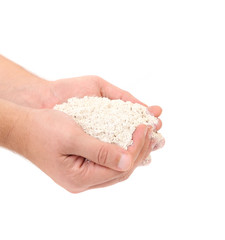 Wheat flour in hands.