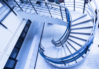 Sleek metal spiral staircase