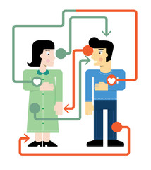 Man and Woman love info graphics. Vector