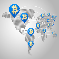 Bitcoin global business concept