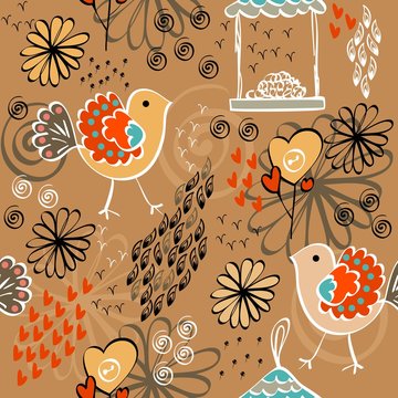 children's seamless pattern with  birds.
