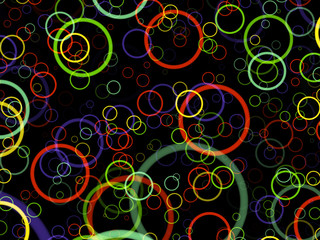 Multicolored Confetti Round Shapes in Chaotic Arrangement. Wallp