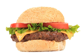 Big appetizing fast food hamburger.