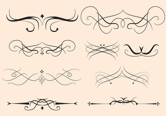 Set of calligraphic element. Vector