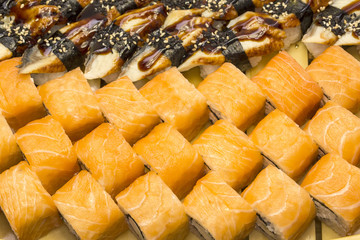 Japanese sushi seafood on a white background