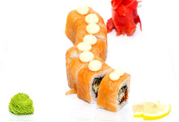 Japanese sushi seafood on a white background