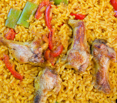 Spanish national cuisine - a paella with chicken