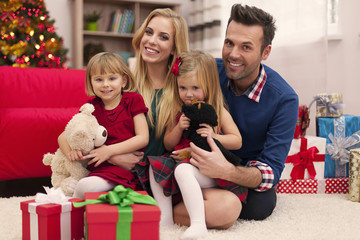 Portrait of loving family in christmas time