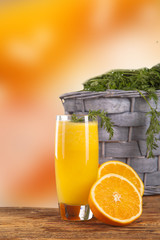 Composition with glass of orange juice 